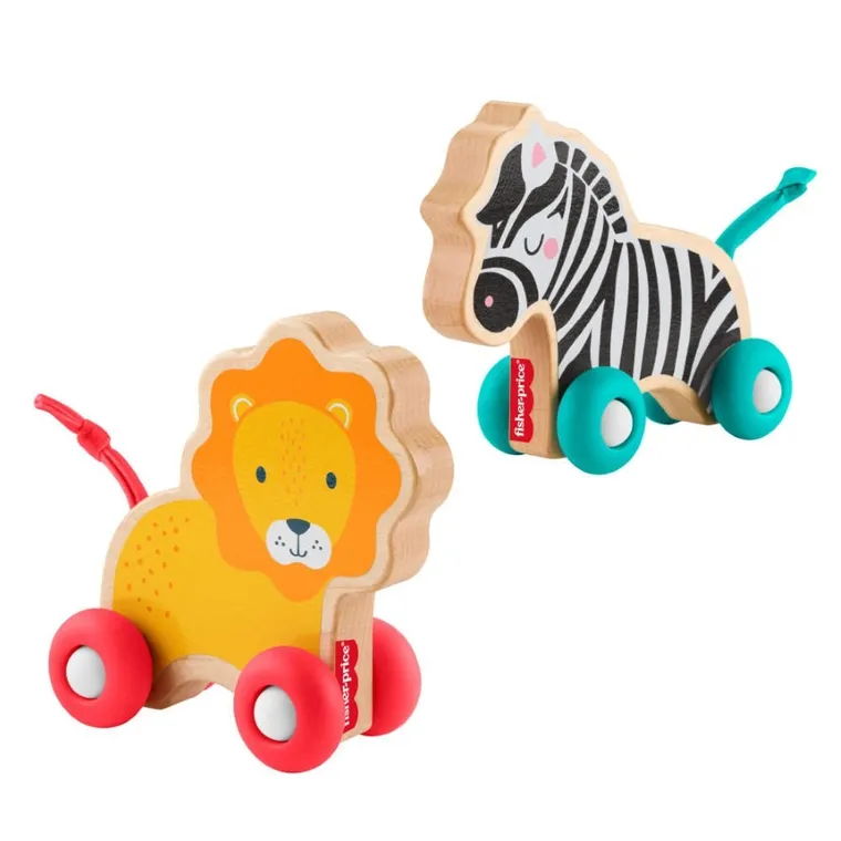 Fisher-Price, Push Along Animals, jucarie din lemn pentru bebelusii