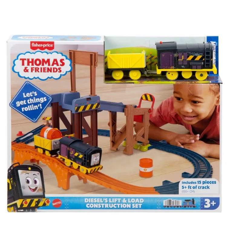 Fisher-Price, Thomas & Friends, Diesel's Lift & Load Construction Set, set de joaca cu locomotiva
