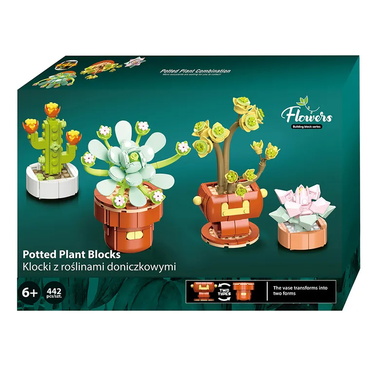 Flowers, piese de asamblare, plante suculente in ghiveci, 442 elemente