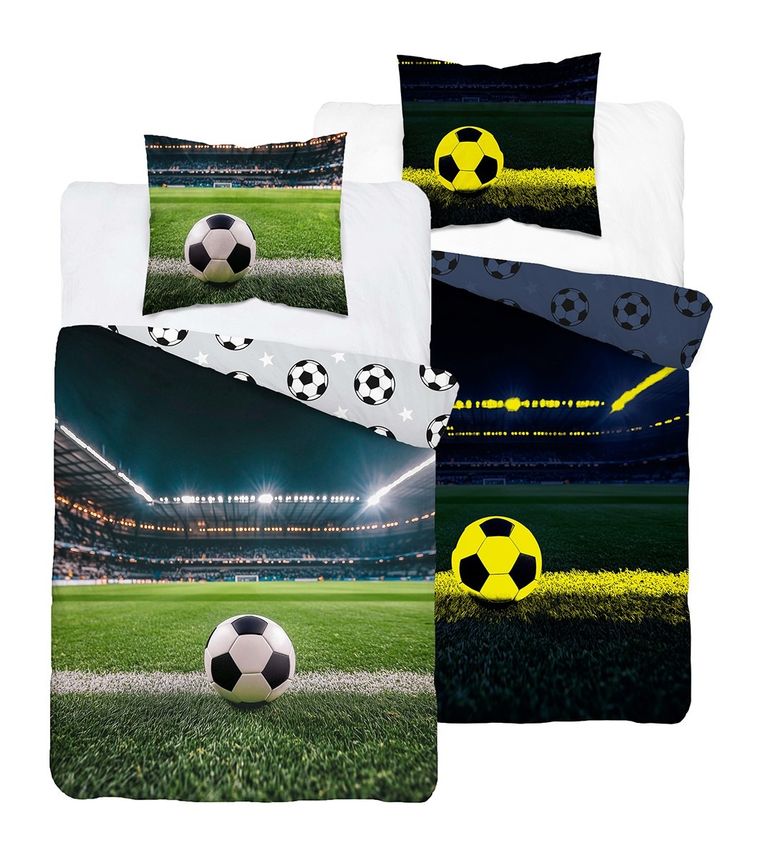 Fluo, set de lenjerie de pat pentru tineri, 140-200 cm + 70-80 cm, Football