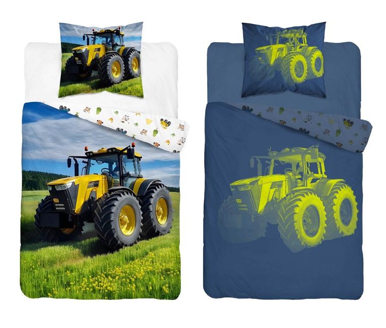 Fluo, set de lenjerie de pat pentru tineri, 160-200 cm + 70-80 cm, Tractor