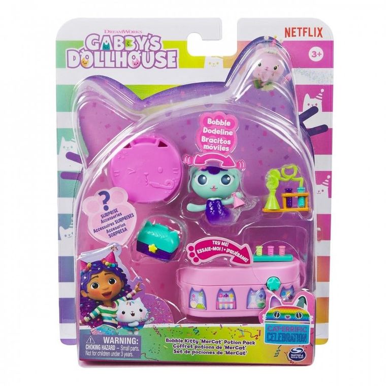Gabby's Dollhouse, Bobble Kitty MerCat Potion Pack, set de joaca cu figurina si accesorii