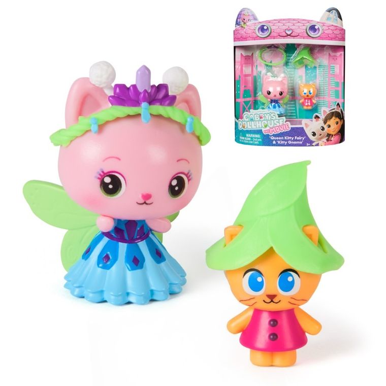 Gabby's Dollhouse Movie, Queen Kitty Fairy & Kitty Gnome, set de figurine