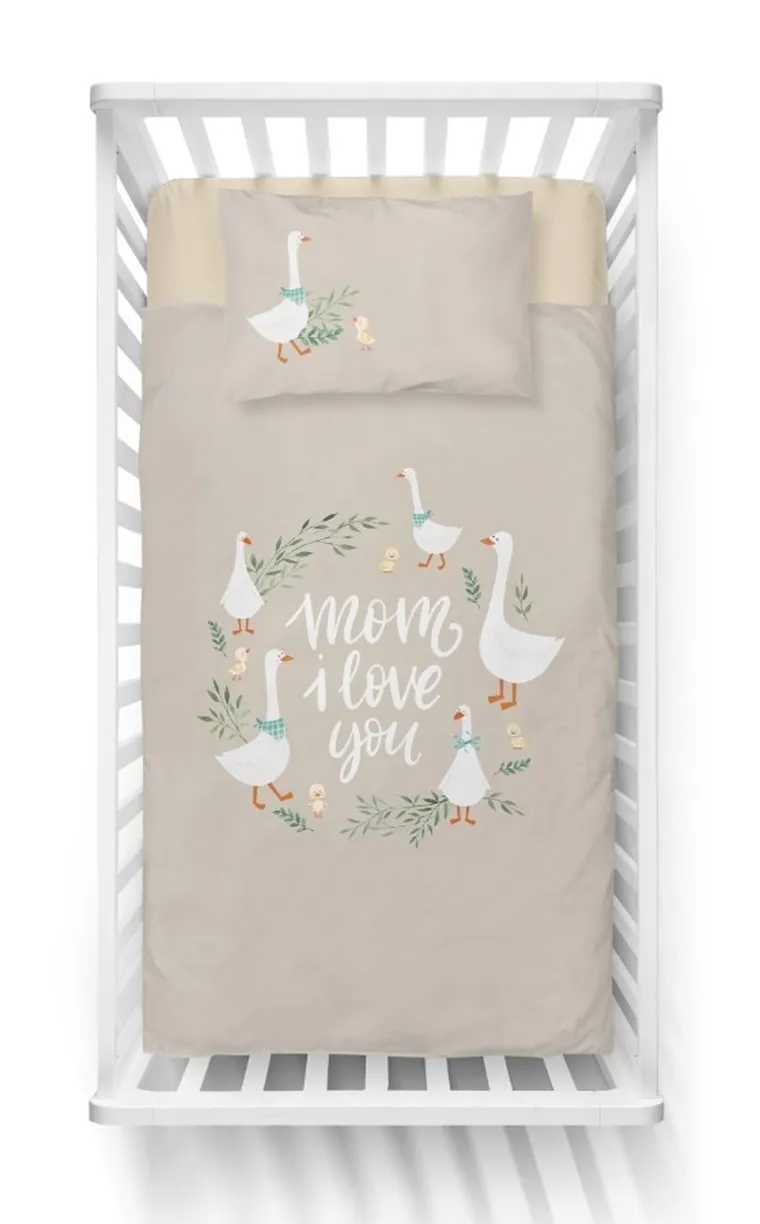 Gaste, set lenjerie de pat single, din bambus, bej, 90-120 cm