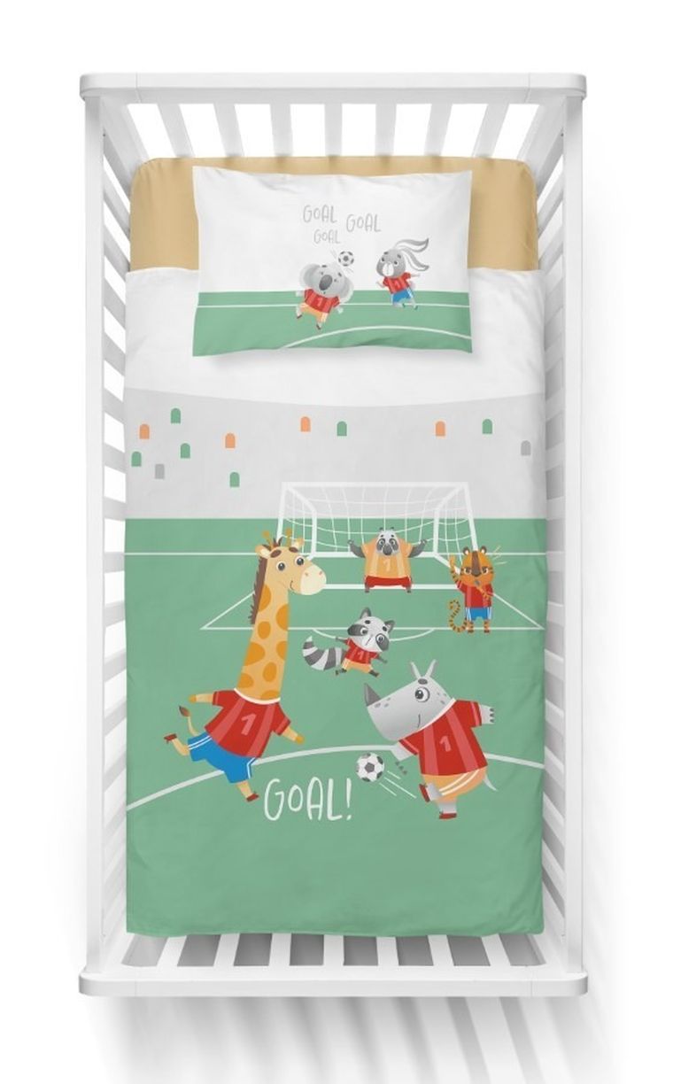Goal!, set lenjerie de pat single, din bambus, rosu, 90-120 cm