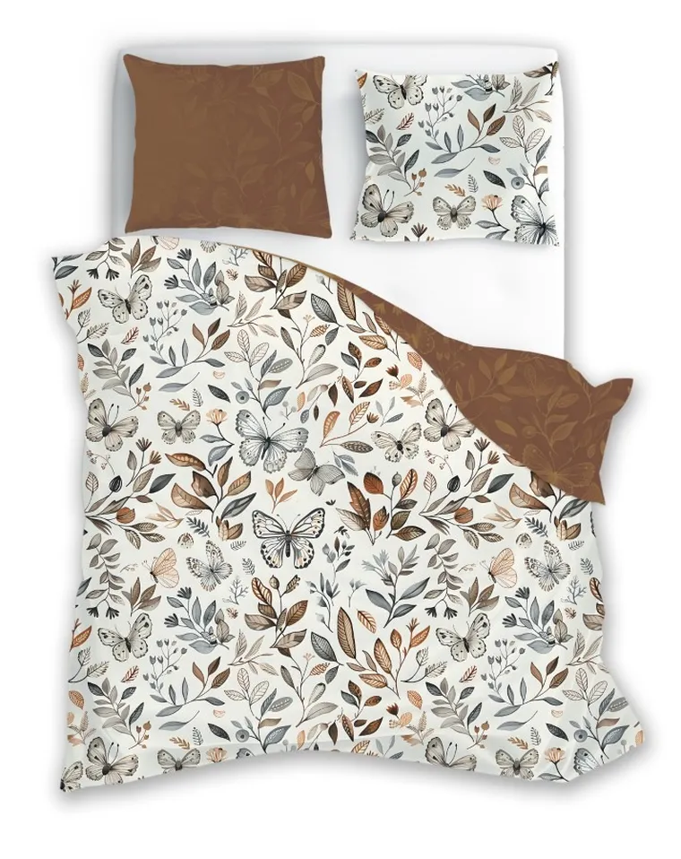 Gusto, Fluturi, set lenjerie de pat single, din bumbac, 140-200 cm