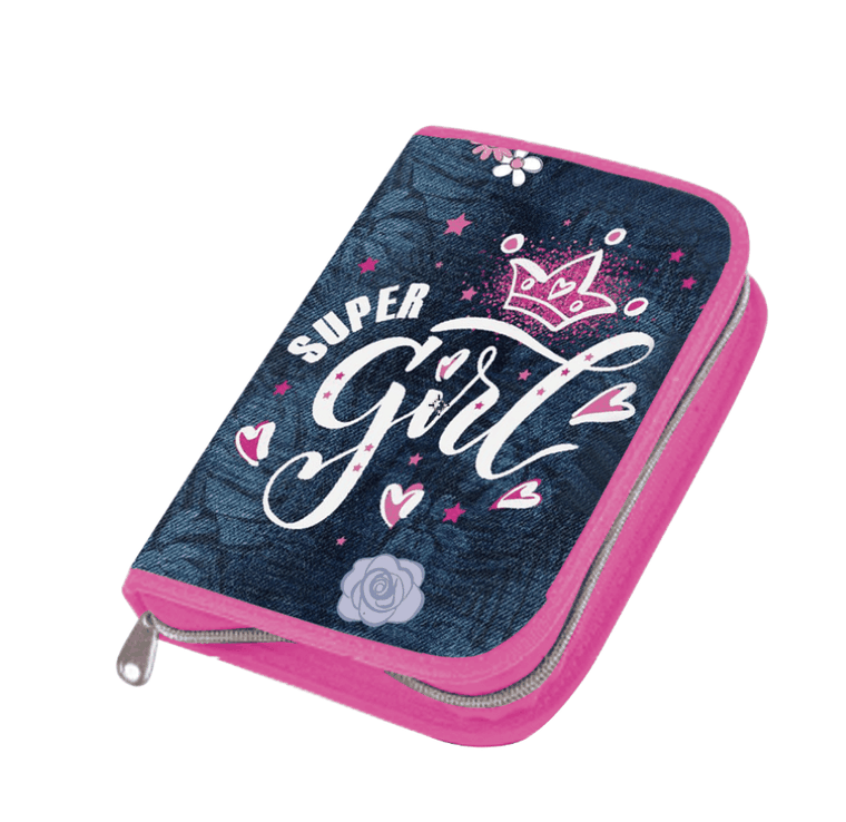 Hama, penar cu rechizite scolare, Jeans Girl