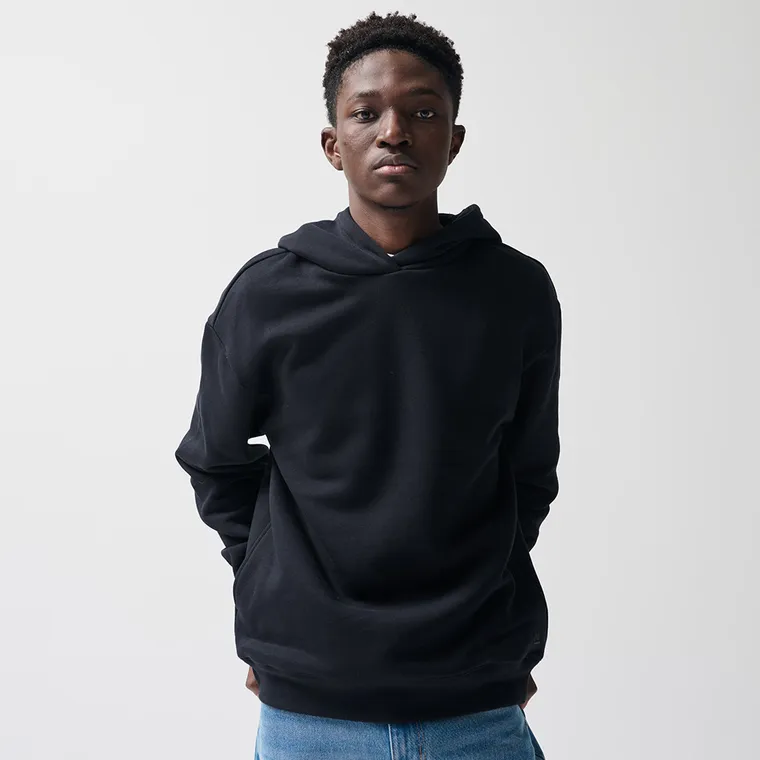 Hanorac basic negru oversize NOWEAR