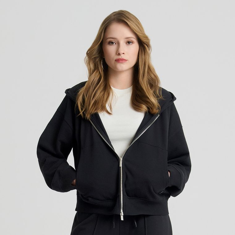 Hanorac cu fermoar si croiala crop NOWEAR