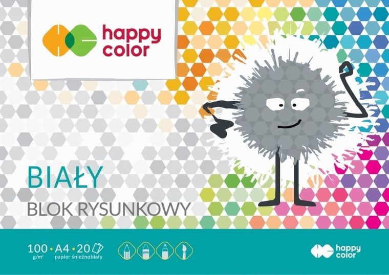 Happy Color, caiet de desen alb A4, 20 de foi, 100 g