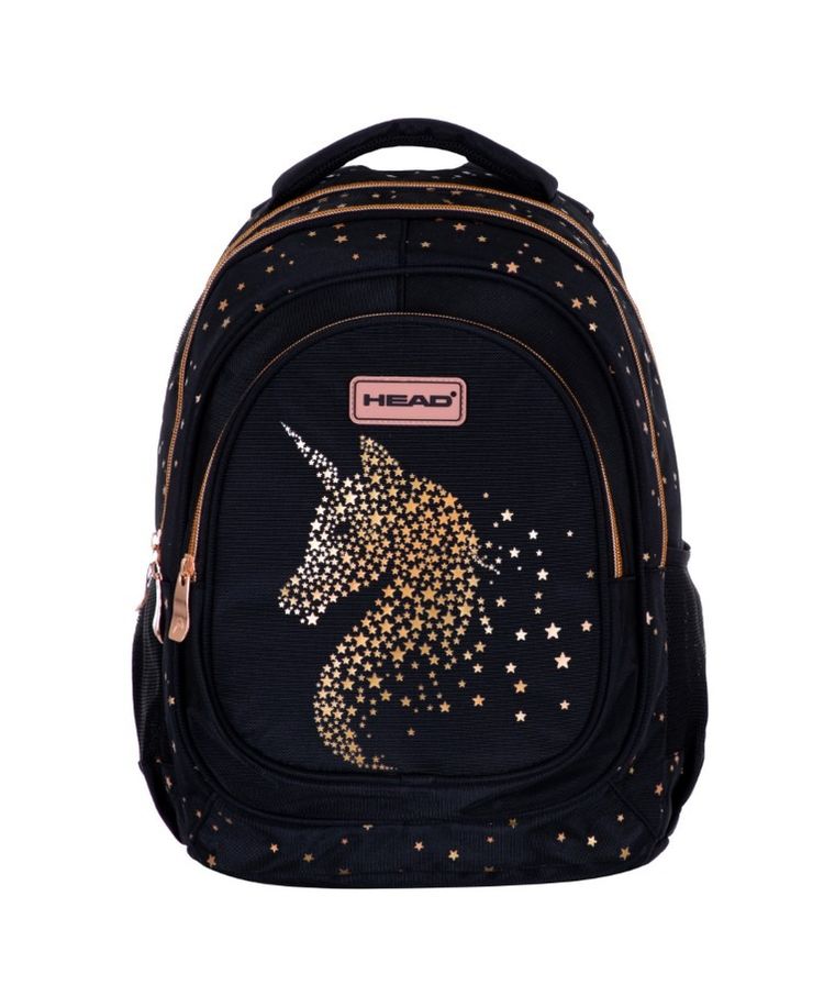 Head, Golden Effect, rucsac pentru scoala, cu 3 compartimente, Classy Gold