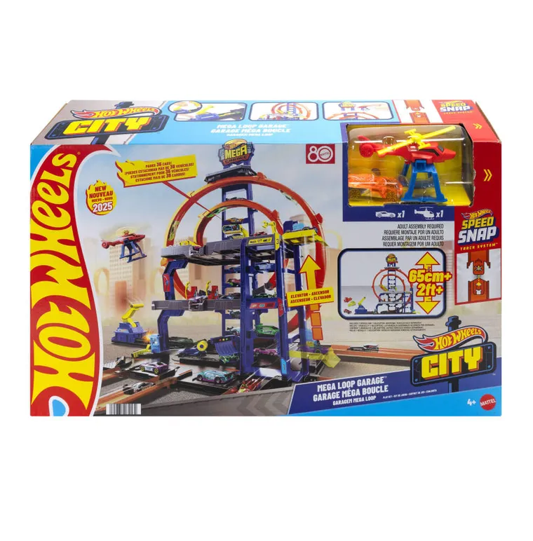 Hot Wheels City, Mega Loop Garage, set de joaca, scara 1:64