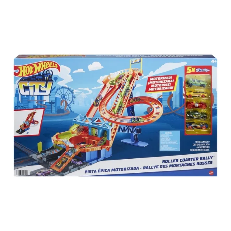 Hot Wheels City, Roller Coaster Rally, set de joaca cu 5 masini