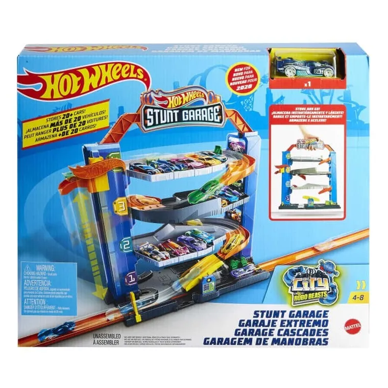 Hot Wheels City, Stunt Garage, set de joaca cu masinuta
