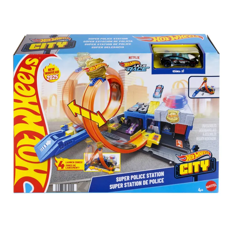 Hot Wheels City, Super Police Station, set de joaca cu masina