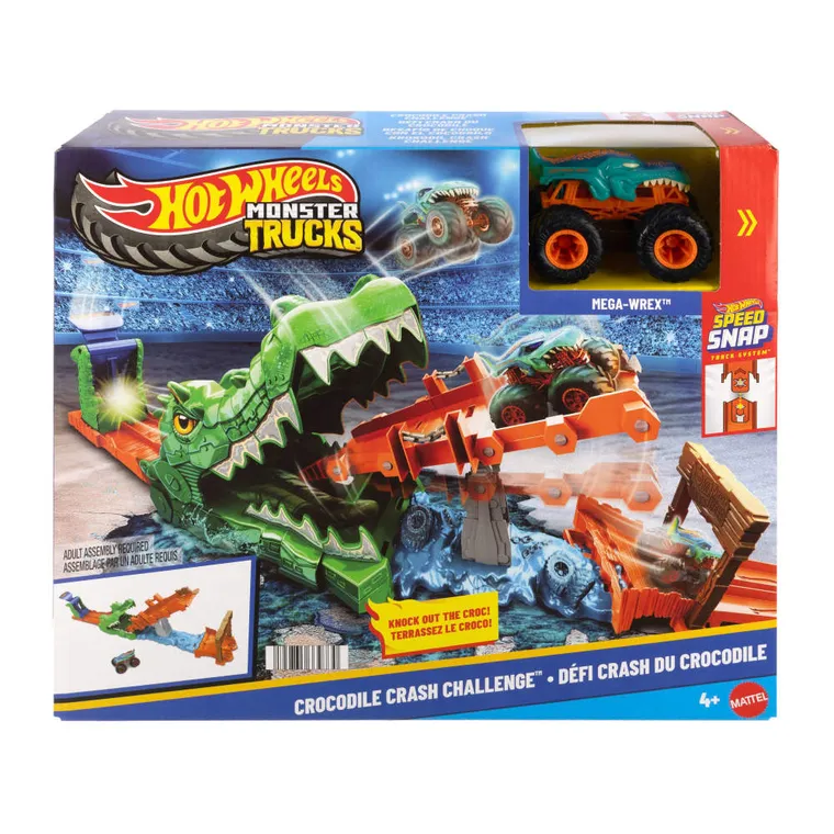 Hot Wheels, Crocodile Crash Challenge, set de joaca cu masina