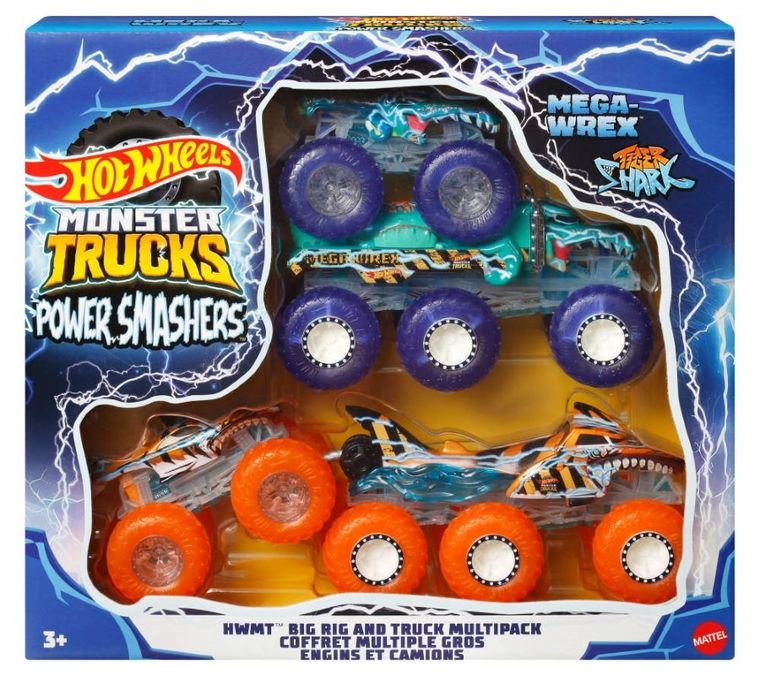Hot Wheels, Monster Trucks, Power Smashers, set de masini
