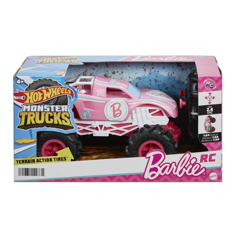 Hot Wheels, Monster Trucks R/C, Barbie, masina cu telecomanda, scara 1:24