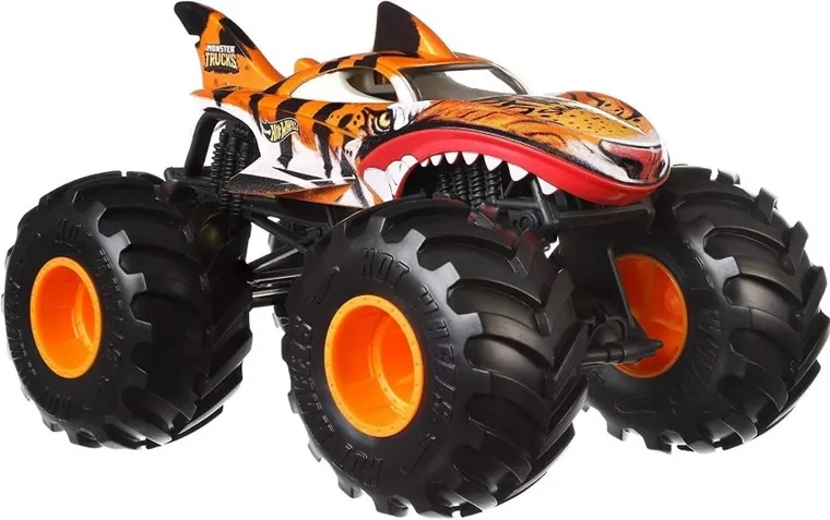 Hot Wheels, Monster Trucks Tiger Shark, masina cu telecomanda, scara 1:24