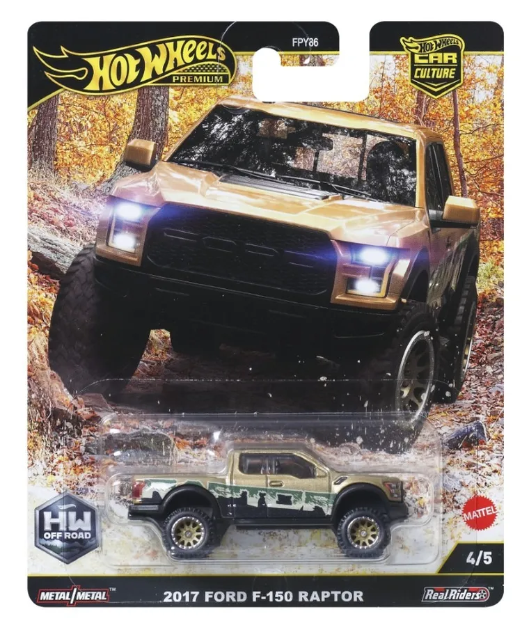Hot Wheels, Premium, Car Culture, 2017 Ford F-150 Raptor, masina, scara 1:64, JBK70