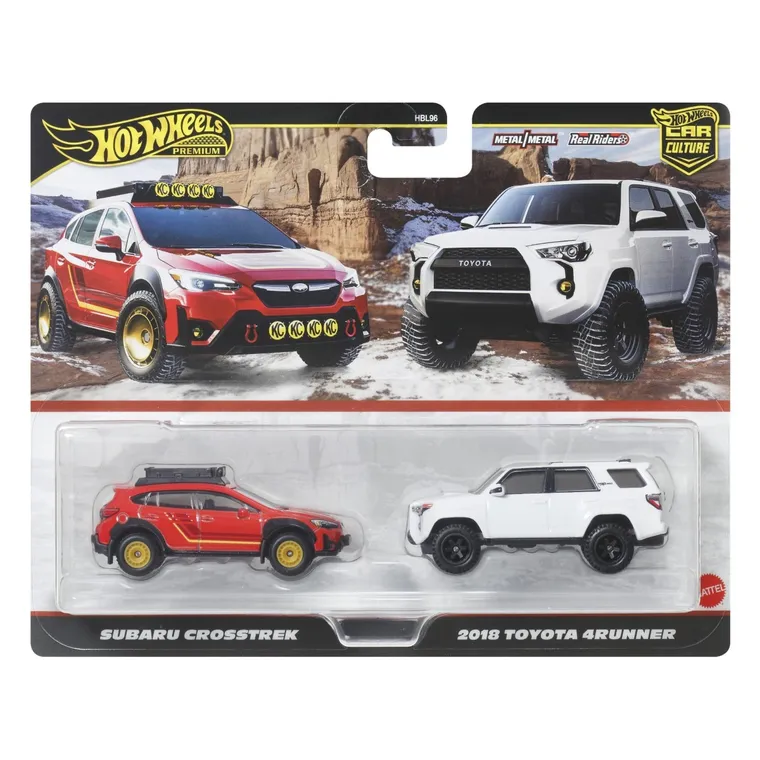 Hot Wheels, Premium, Car Culture, Subaru Crosstrek & 2018 Toyota 4Runner, set de 2 masini, scara 1:64, JBK98