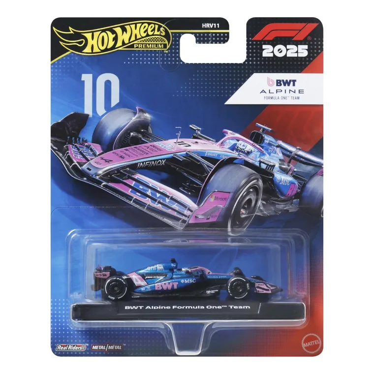 Hot Wheels, Premium, Formula 1, BWT Alpine Formula One Team (#10), masina, scara 1:64, JKD82