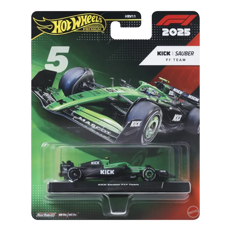 Hot Wheels, Premium, Formula 1, Kick Sauber F1 Team (#5), masina, scara 1:64, JKD89