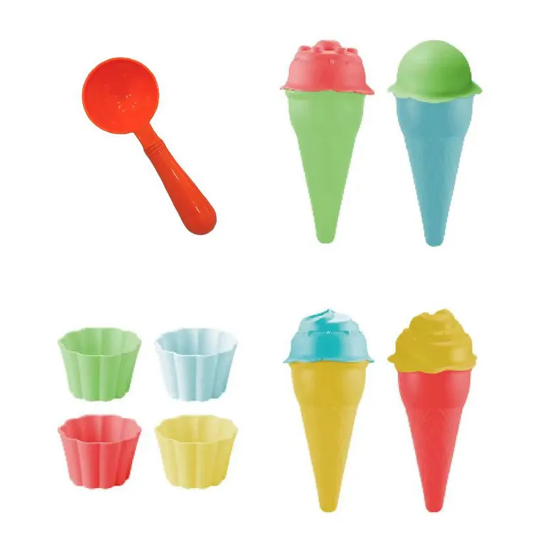 Inghetata, set pentru nisip, forme cu accesorii, 13 elemente