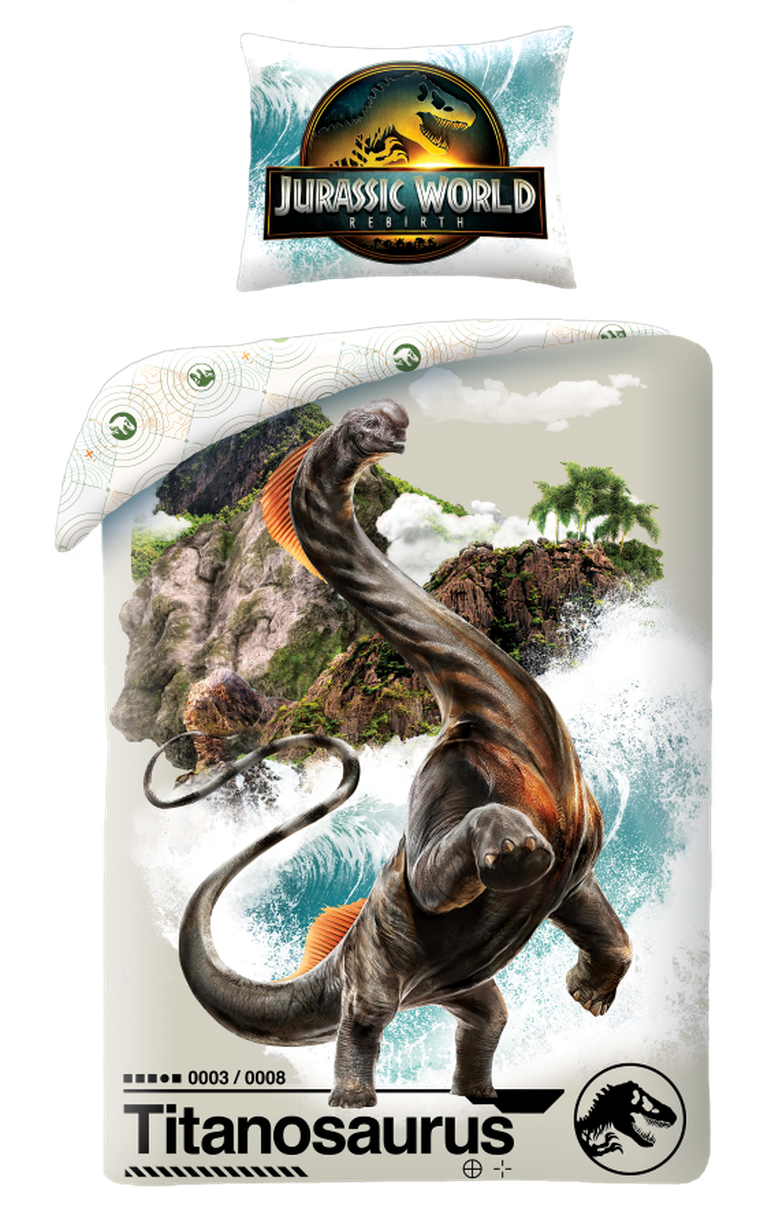 Jurassic World, set lenjerie de pat single, din microfibra, 140-200 cm