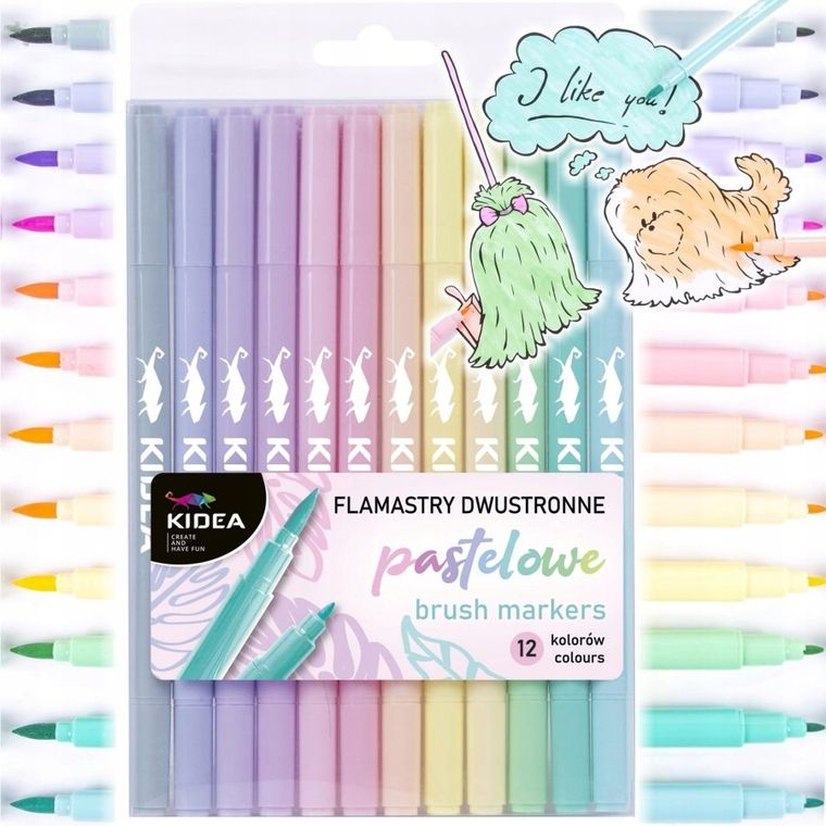 Kidea, carioci cu doua fete, pastelati, 12 culori