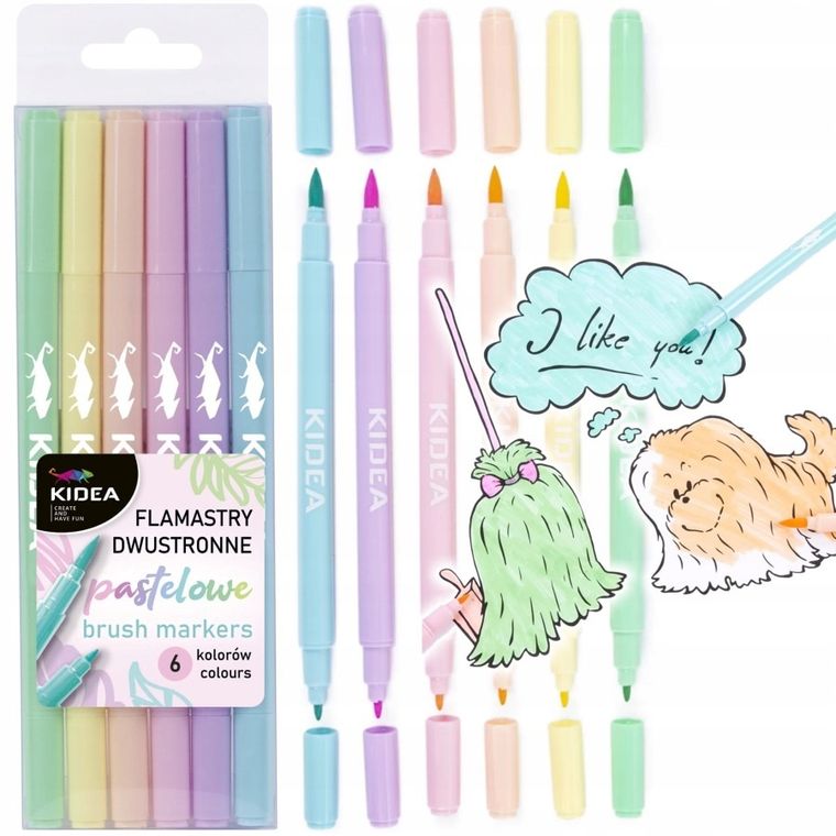 Kidea, carioci cu doua fete, pastelati, 6 culori