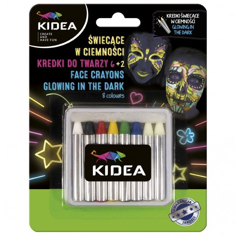 Kidea, creioane de fata, stralucesc in intuneric, 8 buc.