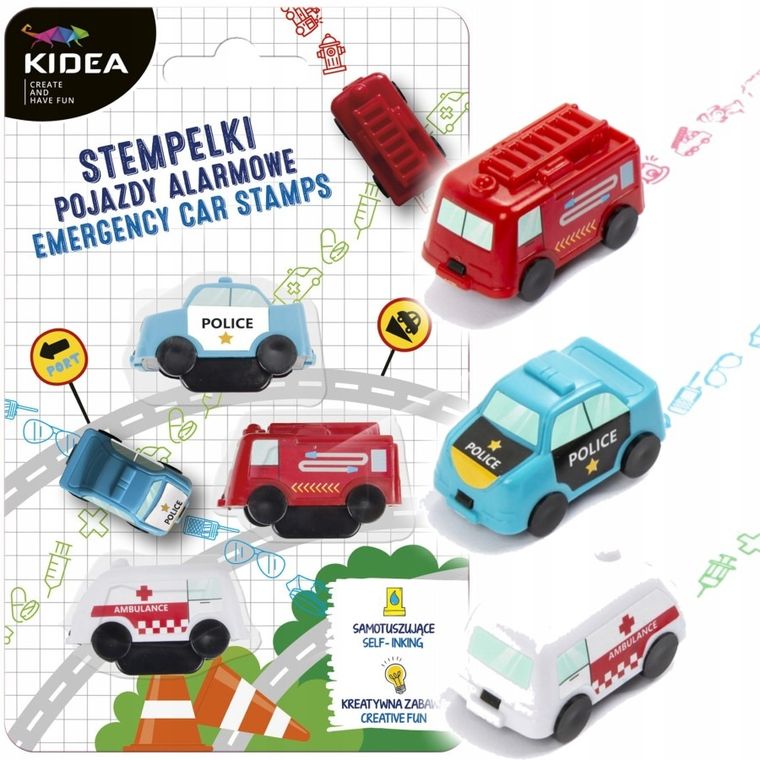 Kidea, stampile, vehicule de urgenta, 3 buc.