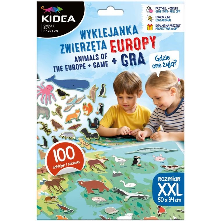 Kidea, Unde traiesc? Animale din Europa, autocolant + joc