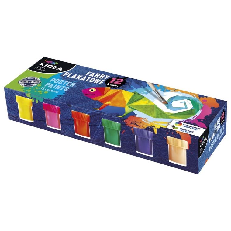 Kidea, vopsele pentru postere, 20 ml, 12 culori