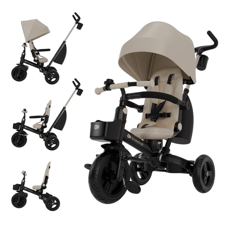 Kinderkraft, Aveo 2 Plus, tricicleta multifunctionala 6in1, Beige