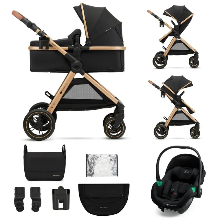 Kinderkraft, Esme Pro, carucior multifunctional 3in1, Pure Black