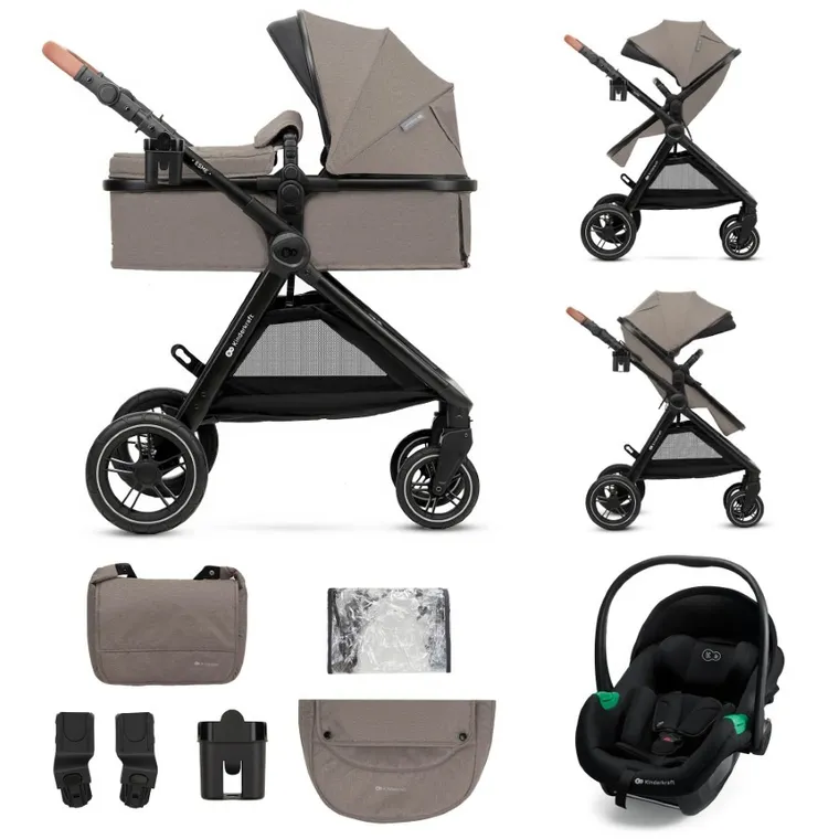 Kinderkraft, Esme Pro, carucior multifunctional 3in1, Sand Beige