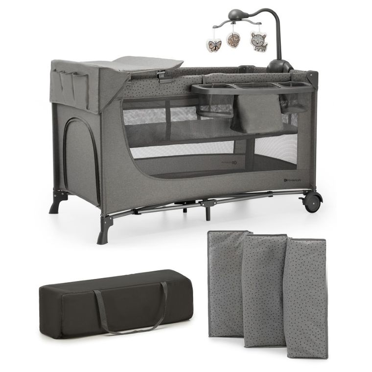 Kinderkraft, Joy 2, patut de volaj cu accesorii, 3in1, Dark Grey