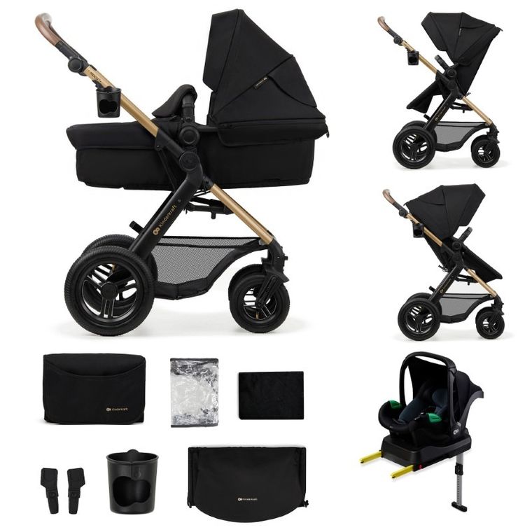 Kinderkraft, Moov 2, Air Wheels, carucior multifunctional 4in1, Pure Black