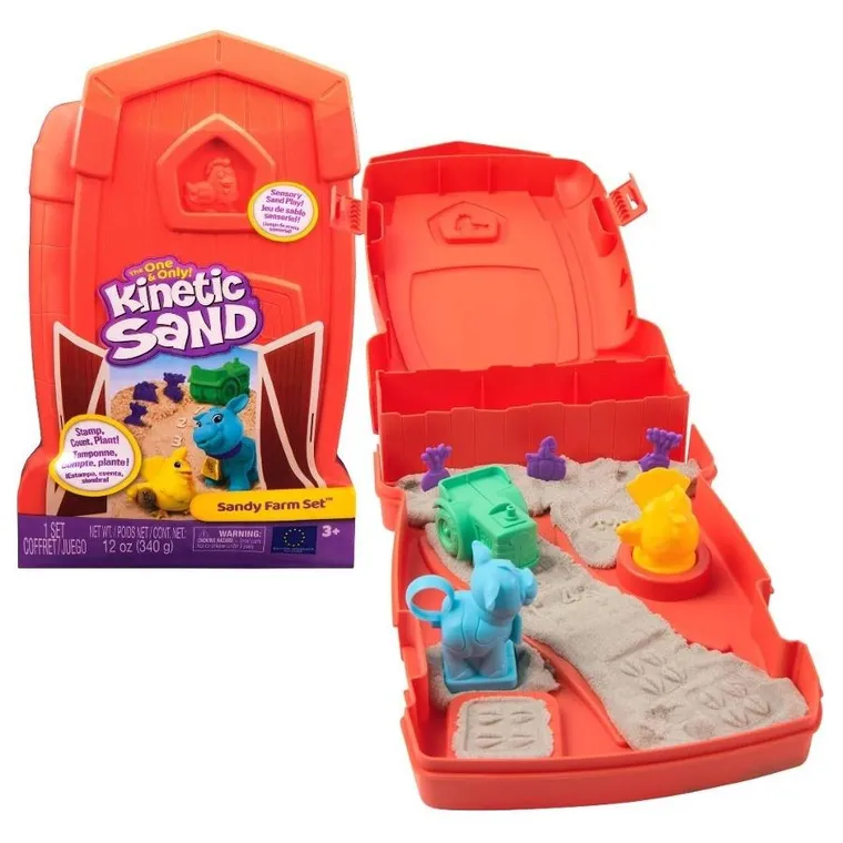 Kinetic Sand, Sandy Farm, set de joaca cu nisip kinetic si accesorii