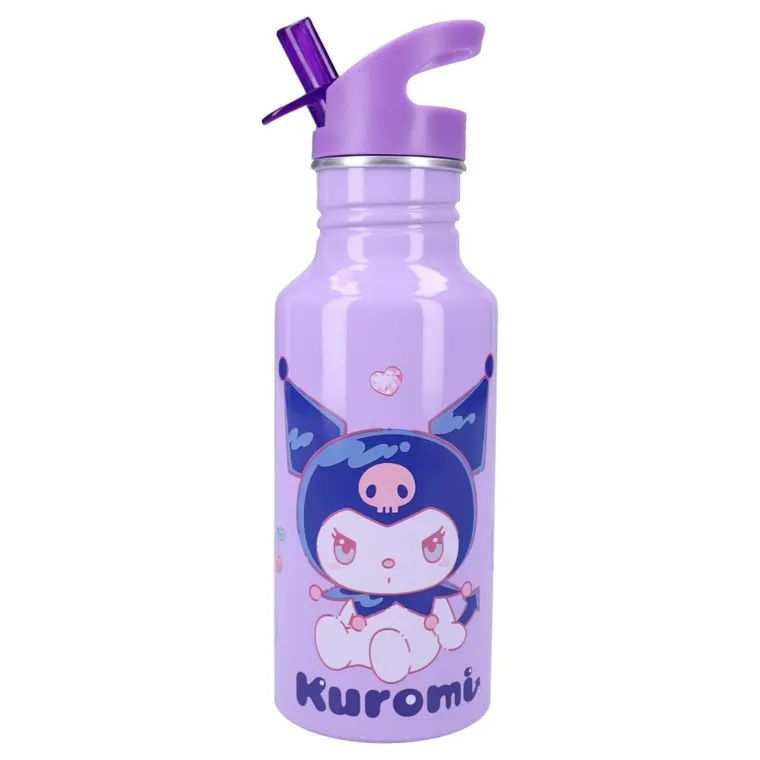 Kuromi, Keep It Cool, sticla da apa cu pai, violet, 500 ml