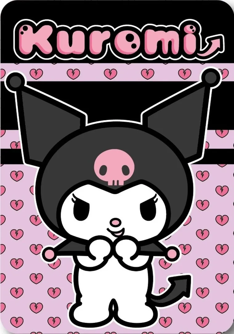 Kuromi, patura polar, roz, 100-140 cm