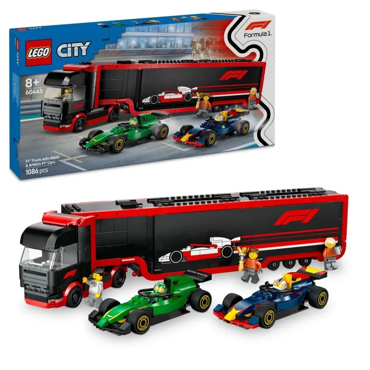 LEGO City, Camion F1 cu masinile F1 RB20 si AMR24, 60445