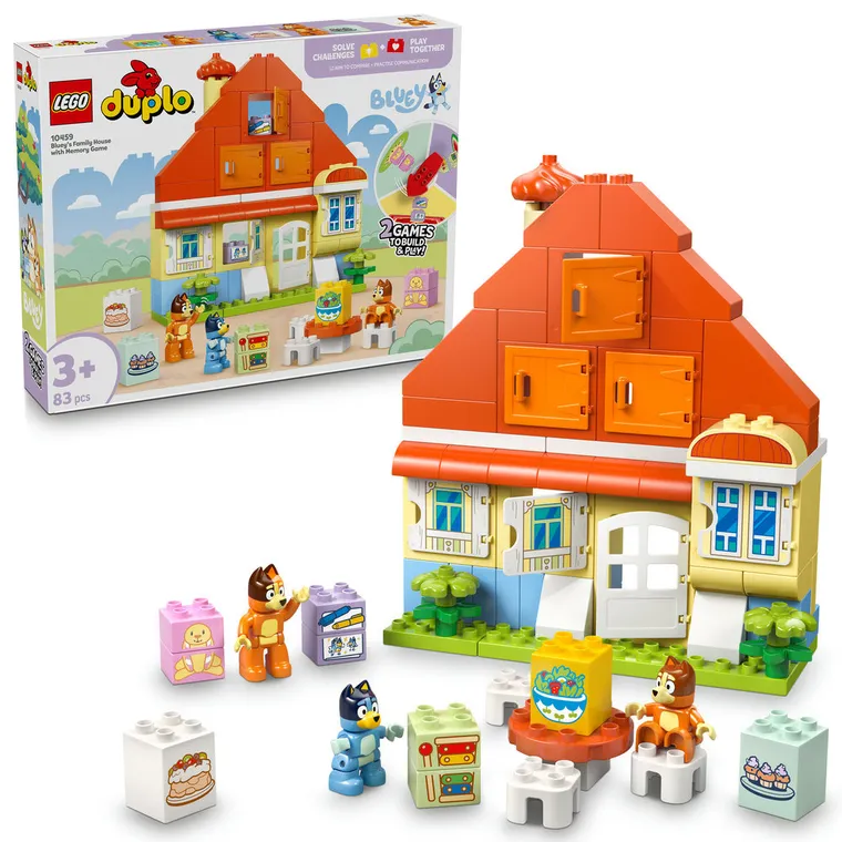 LEGO DUPLO Bluey, Casa de familie a lui Blue cu un joc de memorie, 10459