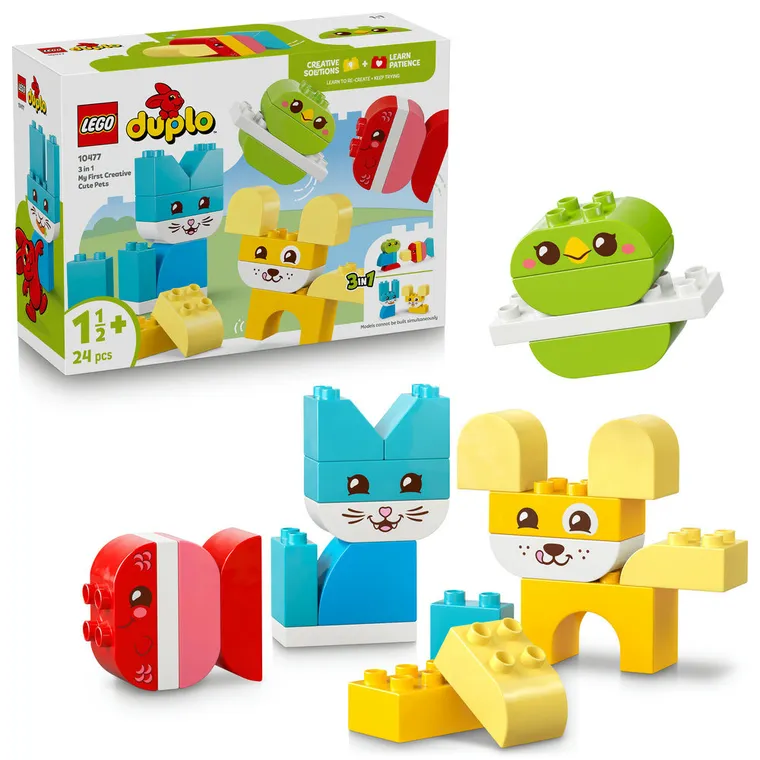 LEGO DUPLO My First, Animalute de companie creative 3 in 1, 10477