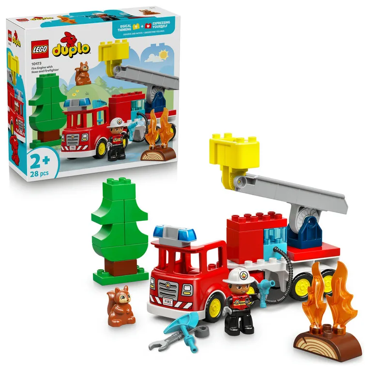 LEGO DUPLO Town, Camion de pompieri cu furtun si pompier, 10473