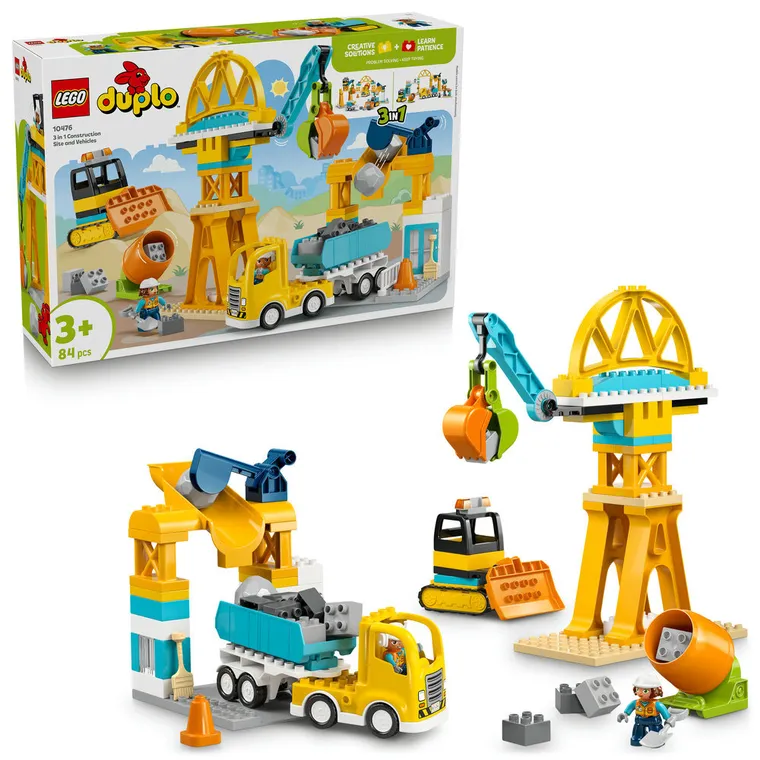 LEGO DUPLO Town, Santier si vehicule de constructii 3 in 1, 10476