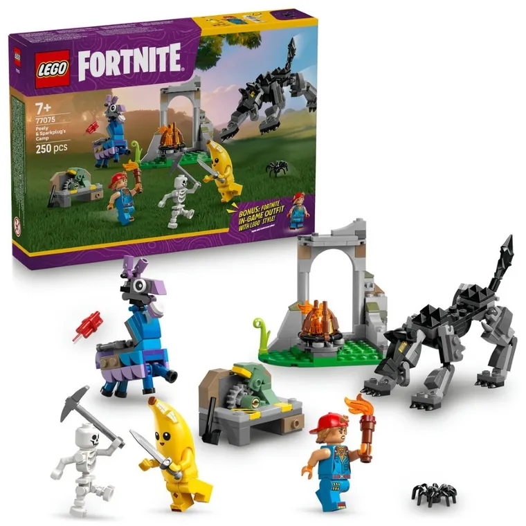 LEGO Fortnite, Tabara lui Peely si Sparkplug, 77075
