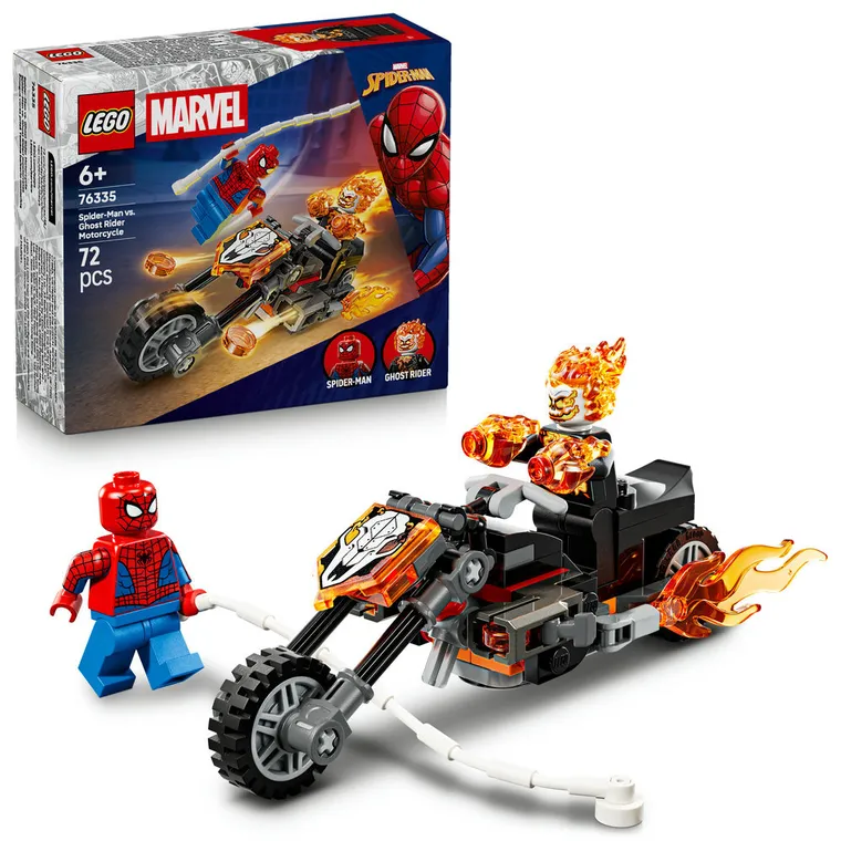 LEGO Super Heroes, Omul Paianjen vs Calaretul fantoma pe motocicleta, 76335